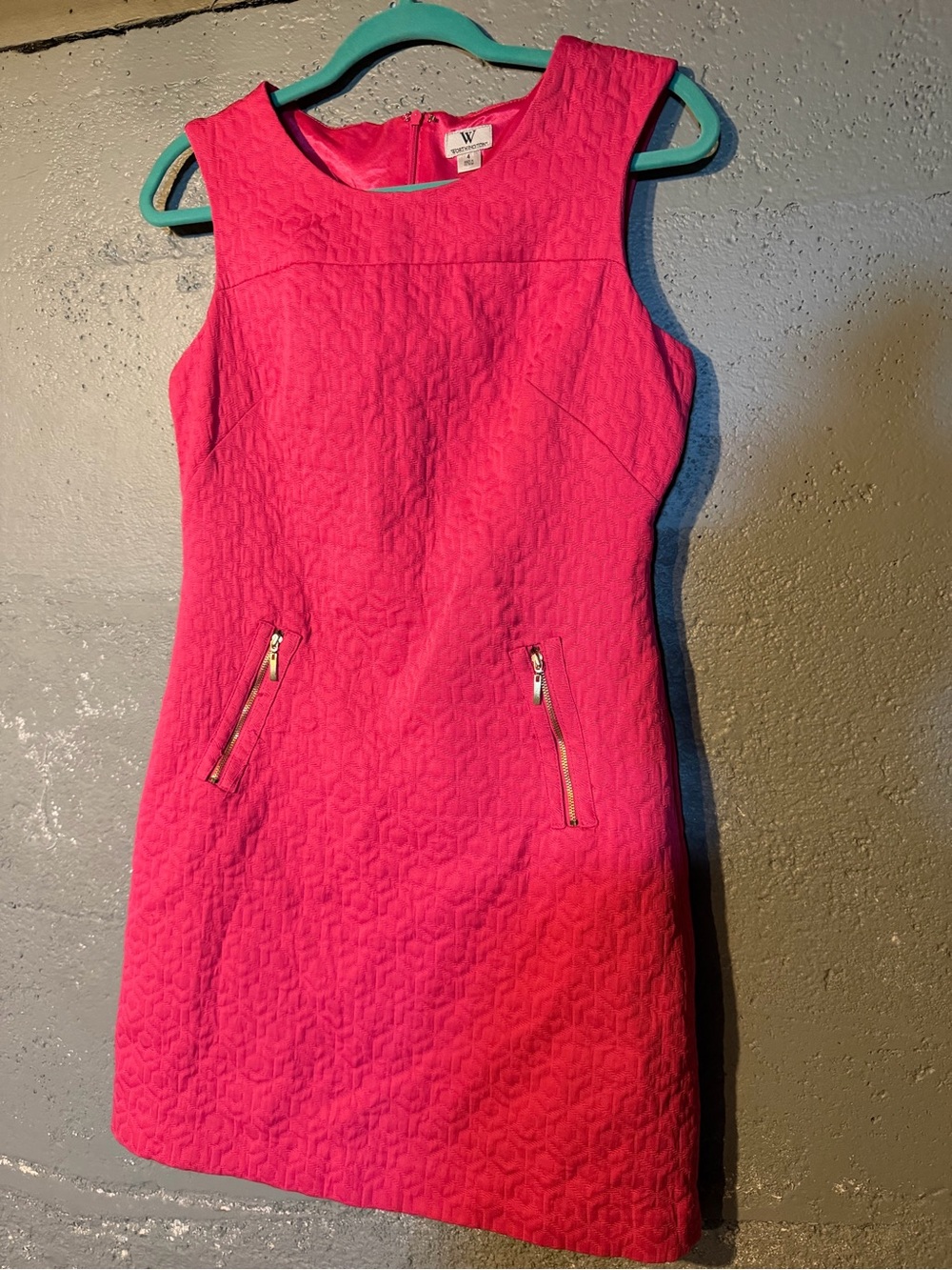 Worthington Bright Pink Textured Sleeveless Shift Dress